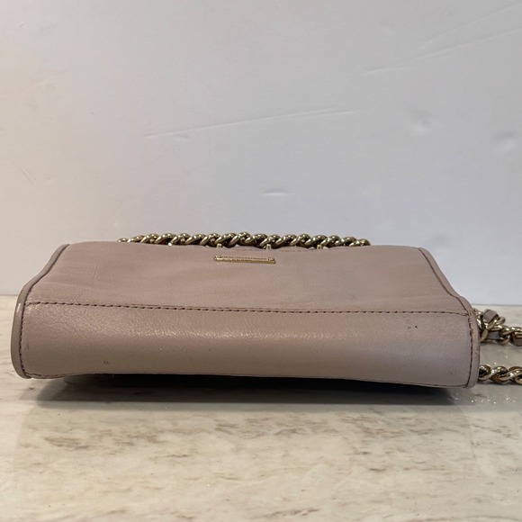 Rebecca Minkoff Studded Quilted Leather shoulder Crossbody Bag Pale Mauve Chain - Picture 8 of 12